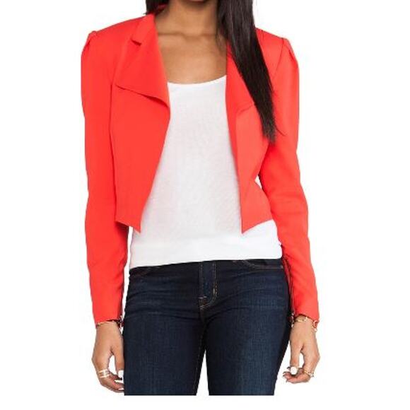Alice + Olivia Jackets & Blazers - alice + olivia | morris cropped red magenetic-closure women's blazer sz S
